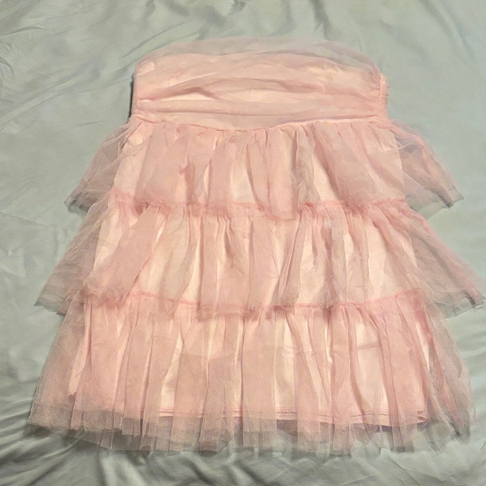 Pink Strapless Tulle Dress